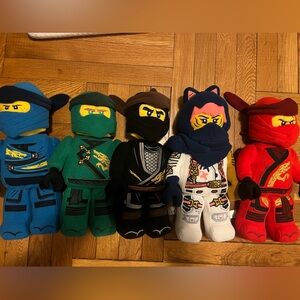 Five LEGO Ninjago plush characters - full size - Lloyd, Cole